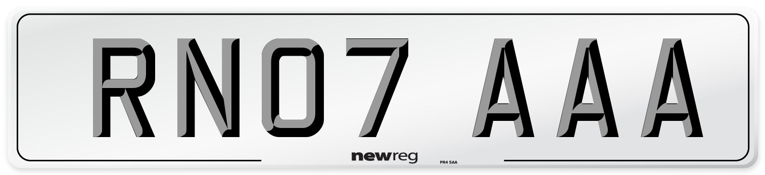 RN07 AAA Number Plate from New Reg